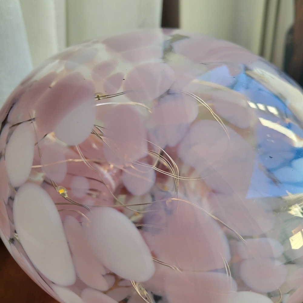 Home Decor Blush Pink & White Confetti Deco Glass Mushroom Lamp Light Up 6 - Picture 9 of 16
